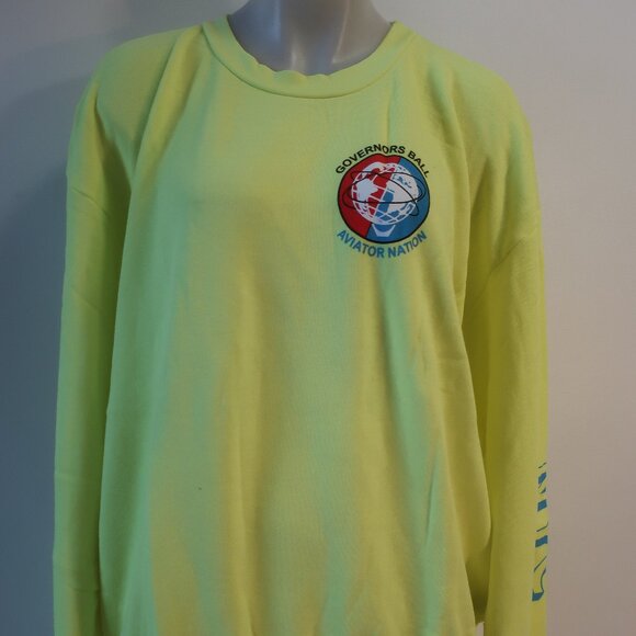 NWT Womens Aviator Nation Neon Yellow Governors Ball Graphic Sweatshirt M - Picture 4 of 15